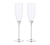 EDZARD Lot de 2 flûtes à champagne Victoria (hauteur 27 cm) en verre, pied argenté élégant, protégé contre le ternissement