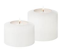 EDZARD Lot de 2 photophores en pin Cornelius - Diamètre : 7cm - Hauteur : 5cm et 7cm - pour Bougies Chauffe-Plat Standard et Bougies Chauffe-Plat Transparentes - Résistantes à la Chaleur jusqu'à 90°C