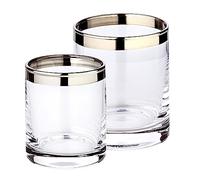 EDZARD Lot de 2 photophores Molly en Cristal soufflé à la Bouche avec Bord Platine, Hauteur 8 et 10 cm
