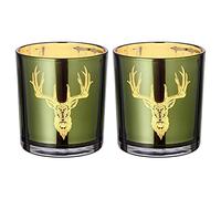EDZARD Lot de 2 photophores Ted en Verre - Hauteur : 8 cm - Vert - pour Bougie Chauffe-Plat