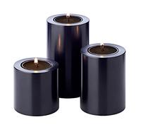 EDZARD Lot de 3 photophores Cornelius Noirs (Ø 6 cm, hauteurs 6, 8 et 10 cm) résistant à la Chaleur jusqu'à 90 °C