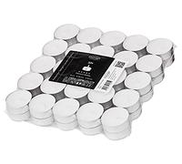 EDZARD Lot de 50 bougies chauffe-plat blanches en cire de qualité supérieure - Cup en aluminium - Diamètre : 39 mm - Sans parfum - Durée de combustion : 4 heures