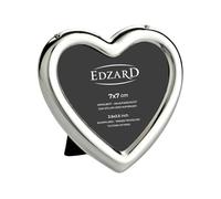 EDZARD Mini cadre photo coeur pour photo 7 x 7 cm, argenté précieux, protégé contre le ternissement, avec dos en velours, cadre photo à poser
