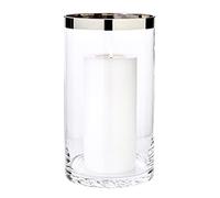 EDZARD Molly Photophore, en Verre de Cristal soufflé à la Bouche avec Bord en Platine, pour Bougies, Hauteur : 30 cm, diamètre : 17 cm