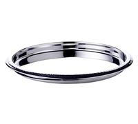 EDZARD Orlando Plateau rond (diamètre 35 cm) en acier inoxydable poli brillant, plateau de service, plateau décoratif (fait à la main, de petites irrégularités peuvent apparaître en raison de la