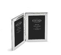EDZARD Pavia Cadre photo double pour 2 photos de 10 x 15 cm, format portrait, martelé, argenté élégant, protégé contre le ternissement, avec dos en velours, cadre photo à poser