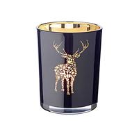EDZARD Photophore Fancy - Motif cerf - Extérieur Noir/intérieur doré - Hauteur : 13 cm - Diamètre : 10 cm