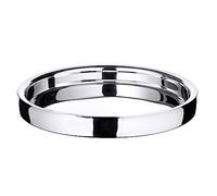 EDZARD Plateau de Service Alaska en Acier Inoxydable, Rond, diamètre 32 cm, Tons Argentés
