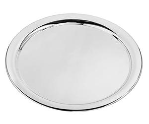EDZARD Plateau de service Porto rond argenté - Anti-ternissement - Diamètre : 32 cm (sensible aux rayures)