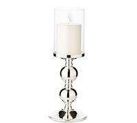 EDZARD Porte-Bougie en Bambou, Hauteur 34 cm, Argent Noble, résistant au ternissement