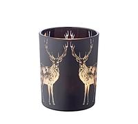 EDZARD Porte-Bougie sur Forme de cerf, Verre Noir, Hauteur 13 cm