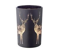 EDZARD Porte-Bougie sur Forme de cerf, Verre Noir, Hauteur 18 cm