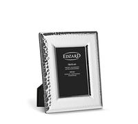 EDZARD Positano Cadre photo martelé pour photo de 10 x 15 cm, élégant, plaqué argent, anti-ternissement, dos en velours, avec 2 crochets de suspension, à poser ou à suspendre