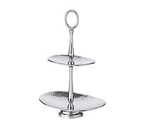 EDZARD Présentoir à gâteaux Gulf, 2 niveaux, ovale, acier inoxydable, martelé, hauteur 34 cm