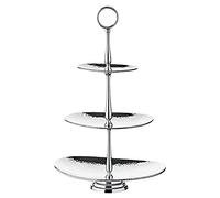 EDZARD Présentoir à gâteaux Ovale Gulf à 3 étages en Acier Inoxydable martelé Poli Brillant Hauteur 49 cm