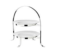 EDZARD Présentoir à Gâteaux Sina, 2 étages (H 33 cm), argenté | pour 2 assiettes Ø 20 à 28 cm, support à assiettes, présentoir, présentation de gâteaux, centre de table, idée cadeau