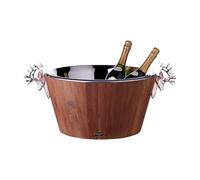 EDZARD Refroidisseur à vin Franklin (Hauteur 25 cm, Ø 47 cm), Bois de Teck recyclé, Acier Inoxydable, nickelé Brillant