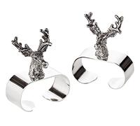 EDZARD Rond de Serviette cerf, argenté, Longueur 5 cm, Lot de 2