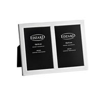 EDZARD Salerno Cadre photo double pour photo 10 x 15 cm, élégant, plaqué argent, protégé contre le ternissement, dos en velours, orientation verticale, cadre photo à poser, cadre photo en argent