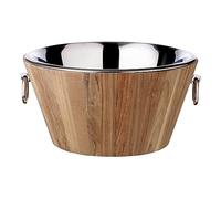 EDZARD Santiago Santiago Seau à Champagne en Bois de Teck, Acier Inoxydable Poli Miroir, avec poignées (diamètre 46 cm, Hauteur 23 cm)