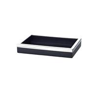 EDZARD Scott Plateau de Service rectangulaire en Acier avec revêtement en Cuir synthétique Noir 14 x 20 cm