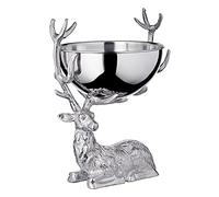 EDZARD Seau à champagne, seau à bouteilles, cave à vin Cerf sur support en bois de cerf, aluminium nickelé, hauteur 50 cm, largeur 32 cm