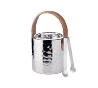 EDZARD Seau à glace Capri (H 17 cm, Ø 15 cm), acier inoxydable, martelé | Bac à glaçons avec couvercle, double paroi, poli miroir, pince à glaçons et passoire incluses, accessoires de bar