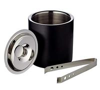 EDZARD Seau à Glace Pearl, à Double paroi, bac à glaçons avec Couvercle, Hauteur 16,5 cm, Refroidisseur de Glace en Acier Inoxydable hautement Poli en Noir Mat