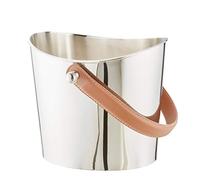 EDZARD Seau à Glace/Refroidisseur à vin Gilbert, Hauteur 17 cm, Poli à Haute teneur en Nickel et plaqué Nickel, avec Anse en Cuir