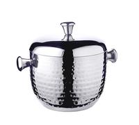 EDZARD Seau à Glace Rico (H 18 cm), avec Couvercle, martelé | acier inoxydable poli miroir, récipient à glaçons, refroidisseur de bouteille, accessoires de bar, mariage et Nouvel An