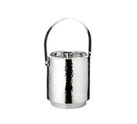 EDZARD Seau à Glace Seattle (H 16 cm), Finement martelé | avec couvercle, insert et pince, acier inoxydable, récipient à glaçons, accessoires de bar, mariage et Nouvel An