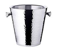 EDZARD Seau à vin Valencia (H 23 cm, Ø 22 cm), martelé | Refroidisseur de bouteille de vin pour 1 bouteille, avec poignées, poli miroir, double paroi