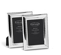 EDZARD Set de 2 Cadres Photo Florence pour Photos 10 x 15 cm, argenté, Anti-ternissement, avec 2 Crochets