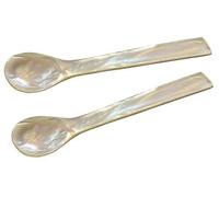 EDZARD Set de 2 cuillères à œufs ou caviar, nacre de rivière (pas de perle de culture!), fait main de haute qualité, longueur env. 11 cm, bordures anguleux, incl. boîte stable