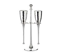 EDZARD Set de 2 flûtes à champagne Didi (200ml) avec support, noblement argentées - Flûtes à champagne en acier et martelées