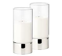EDZARD Set de 2 photophores Granada (H 20 cm, ø 9 cm) Verre Monobloc, Pied Aspect argenté, Indoor et Outdoor, pour Bougies jusqu'à ø 8 cm, idéal pour la Bougie permanente Cornelius de Edzard