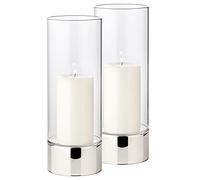 EDZARD Set de 2 photophores Granada (H 25 cm, ø 9 cm) Verre Monobloc, Pied Aspect argenté, Indoor et Outdoor, pour Bougies jusqu'à ø 8 cm, idéal pour la Bougie permanente Cornelius de Edzard