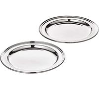 EDZARD Set de 2 Plateaux de Verre/sous-Verres Bouteille, argenté et résistant au ternissement, Ø 13 cm