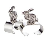 EDZARD Set de 2 Ronds de Serviette Lapin, argenté précieux, Longueur 5 cm