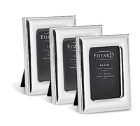 EDZARD Set de 3 cadres photo Adria pour photo 4 x 6 cm, argenté précieux, anti-tâches