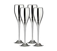 EDZARD Set de 4 flûtes à champagne Dodo (200 ml) flûte à champagne argentée - flûte à champagne, flûte à champagne - calices pour vin, champagne, prosecco en laiton en haute brillance pour célébrer