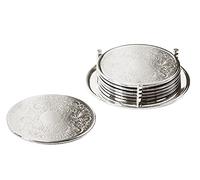 EDZARD Soucoupe Bruges, argentée, résistante à la ternissure, diamètre 9 cm, Lot de 6 + Support