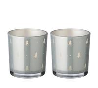EDZARD Tani Lot de 2 photophores en Verre Gris Hauteur 8 cm Ø 7 cm