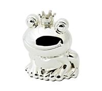 EDZARD Tirelire Roi Grenouille (H 9 cm), argentée | résistant à la ternissure, tirelire pour enfants, cadeau de baptême et de communion, cadeau d'argent, décoration de chambre
