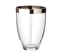 EDZARD Vase décoratif Charlotte (H 20 cm, Ø 15 cm), en Verre, Bord Platine | soufflé bouche, vase à fleurs, pour tulipes et bouquets, centre de table, idée cadeau, décoration intérieure