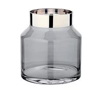 EDZARD Vase Gabi (diamètre 17 cm, Hauteur 19 cm), Verre en Cristal soufflé à la Bouche avec Bordure en Platine, Dark