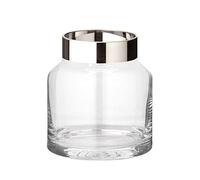 EDZARD Vase Gabi en Verre Cristal soufflé à la Bouche, Bord en Platine, Hauteur 19 cm, diamètre 17 cm