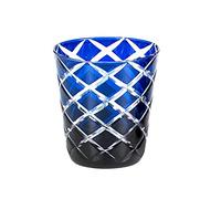 EDZARD Verre en cristal Dio lot de 6 (230 ml, H 10 cm), bleu | taillé à la main, technique du doublé, verre à whisky et à eau, pour café glacé et gin, aussi comme photophore
