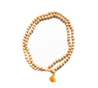 EDZZEL Mala japonais en bois de Tulsi naturel 108 + 1 perles - Collier de prière basilic sacré fabriqué à la main avec pompon - Idéal pour la méditation, le chant et le yoga pour homme et femme