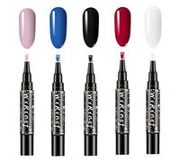 Eeauytr Lot de 5 stylos de vernis à ongles gel 3 en 1 - Pas besoin de base de couche supérieure pour nail art, dessin, vernis, décoration d'ongles, 5 ml, Stylo à ongles, stylos de vernis à ongles